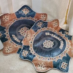 Leather pillow COVERS  forrest green & camel